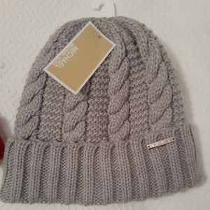 Michael Kors cable knit hat. Grey New w tags
